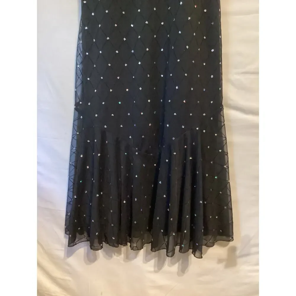 1143 STUDIO 1940 Womens Halter Dress Rhinestone Detail Black Size 8